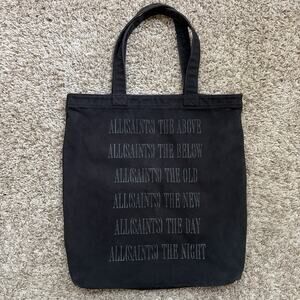 Allsaints Stamp Canvas Tote Bag Medium Shoulder Black Minimalist Chic Casual